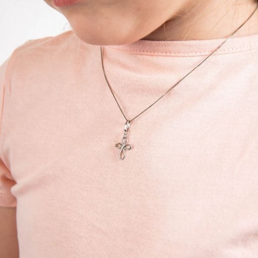 Picture of Organic Swirl Cross Pendant with Diamond