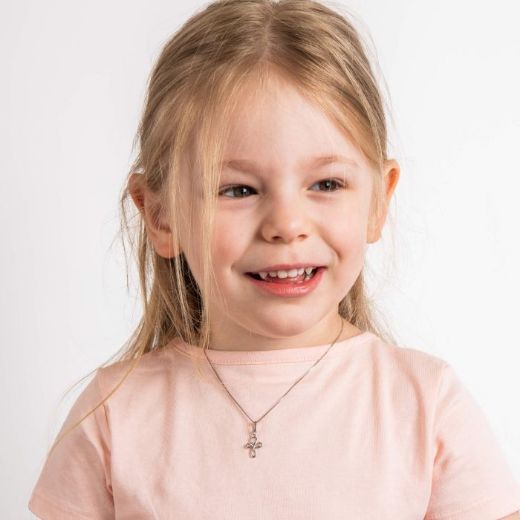 Picture of Organic Swirl Cross Pendant with Diamond