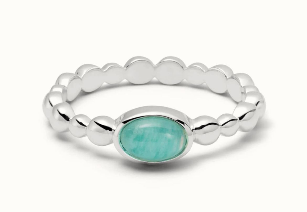 Picture of Amazonite healing bobble ring in silver