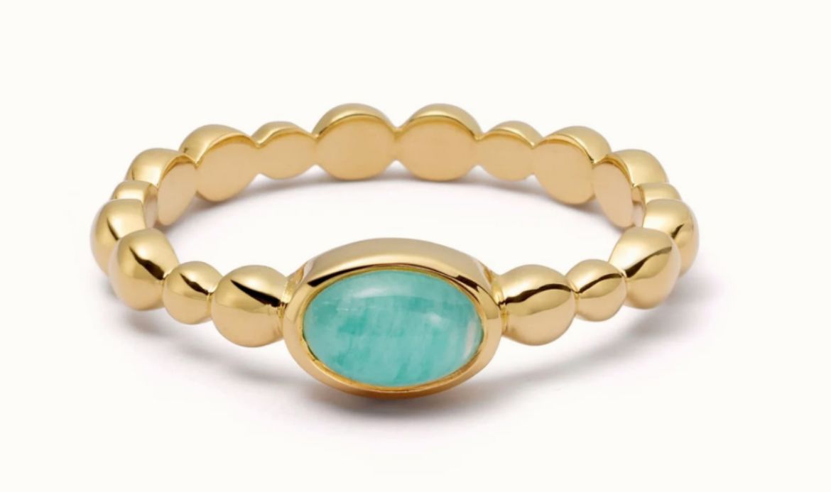 Picture of Amazonite healing bobble ring in gold