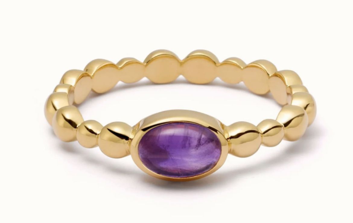 Picture of Amethyst healing bobble ring in gold