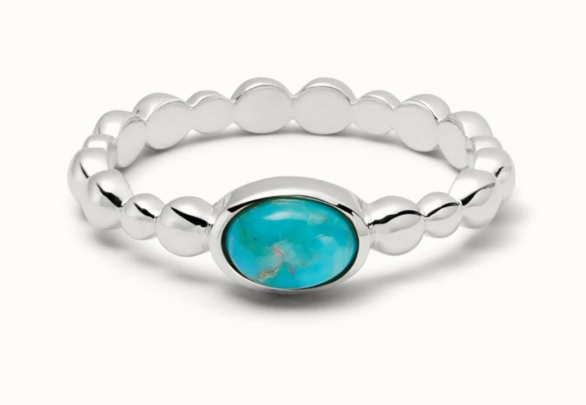 Picture of Turquoise healing bobble ring in silver