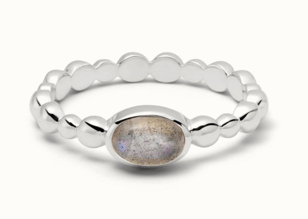 Picture of Labradorite healing  bobble ring in silver 
