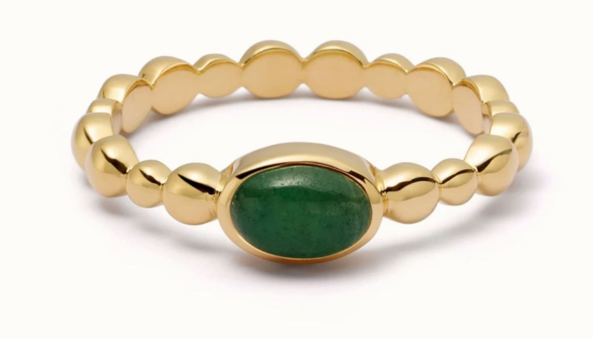 Picture of Green Aventurine healing bobble ring in gold