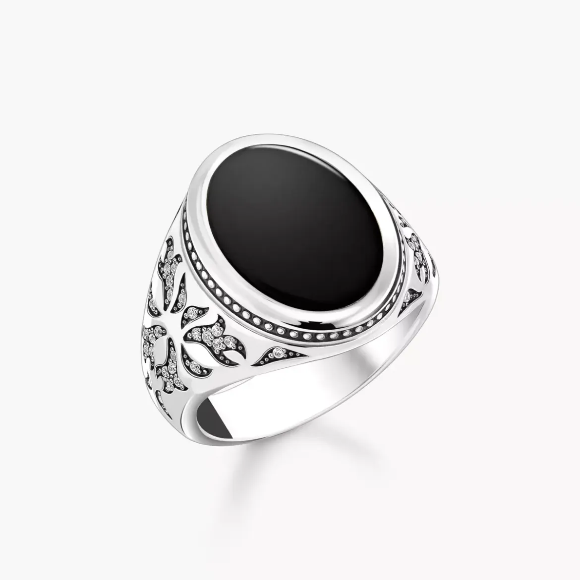 Picture of Silver blackened signet ring with black onyx