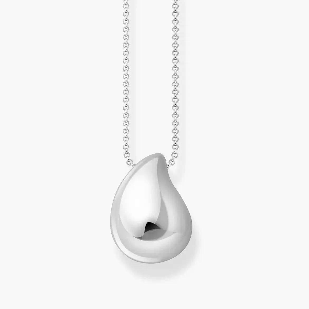Picture of Organic drop-shape pendant silver necklace