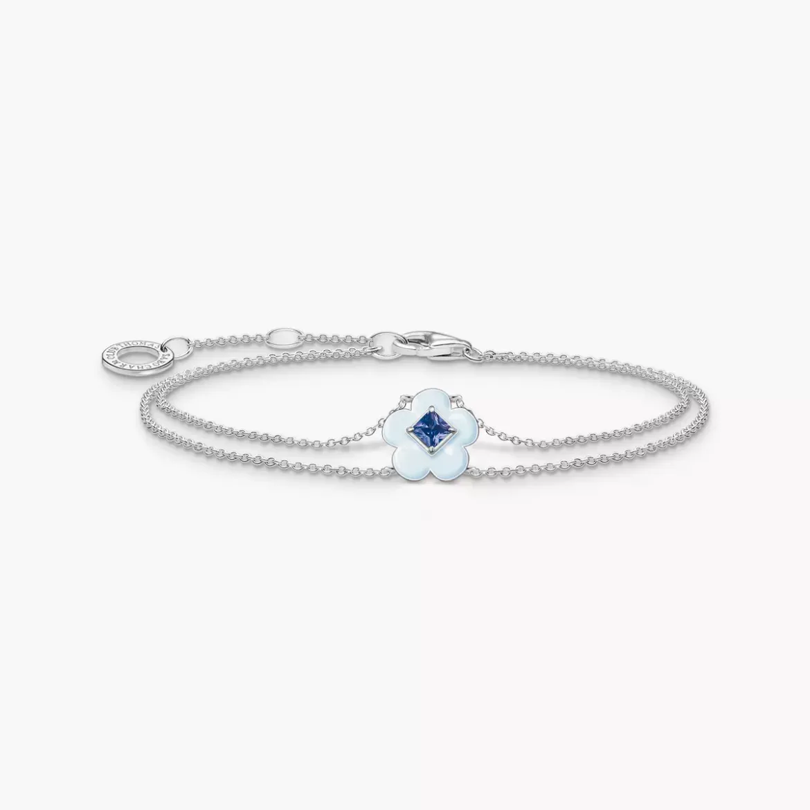 Picture of Flower bracelet with blue stone silver