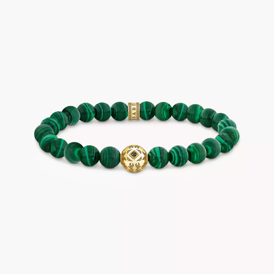 Picture of Gold plated beads with green malachite