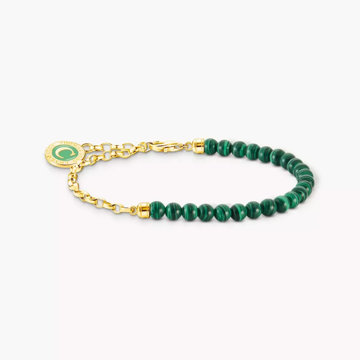 Picture of Malachite green and gold plated charm bracelet