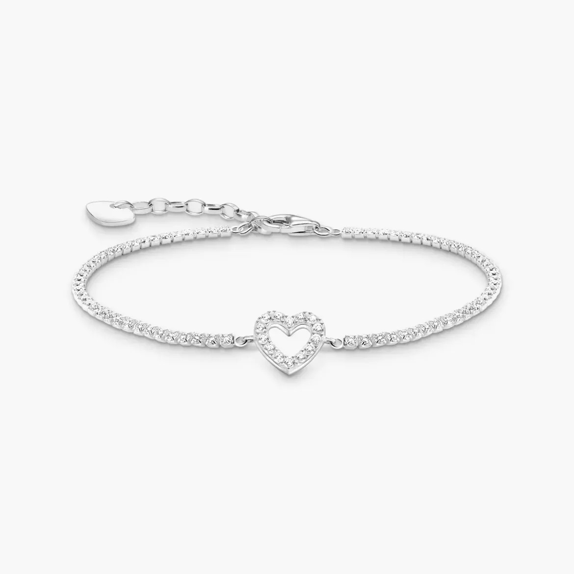 Picture of Silver tennis bracelet with open cz heart silver
