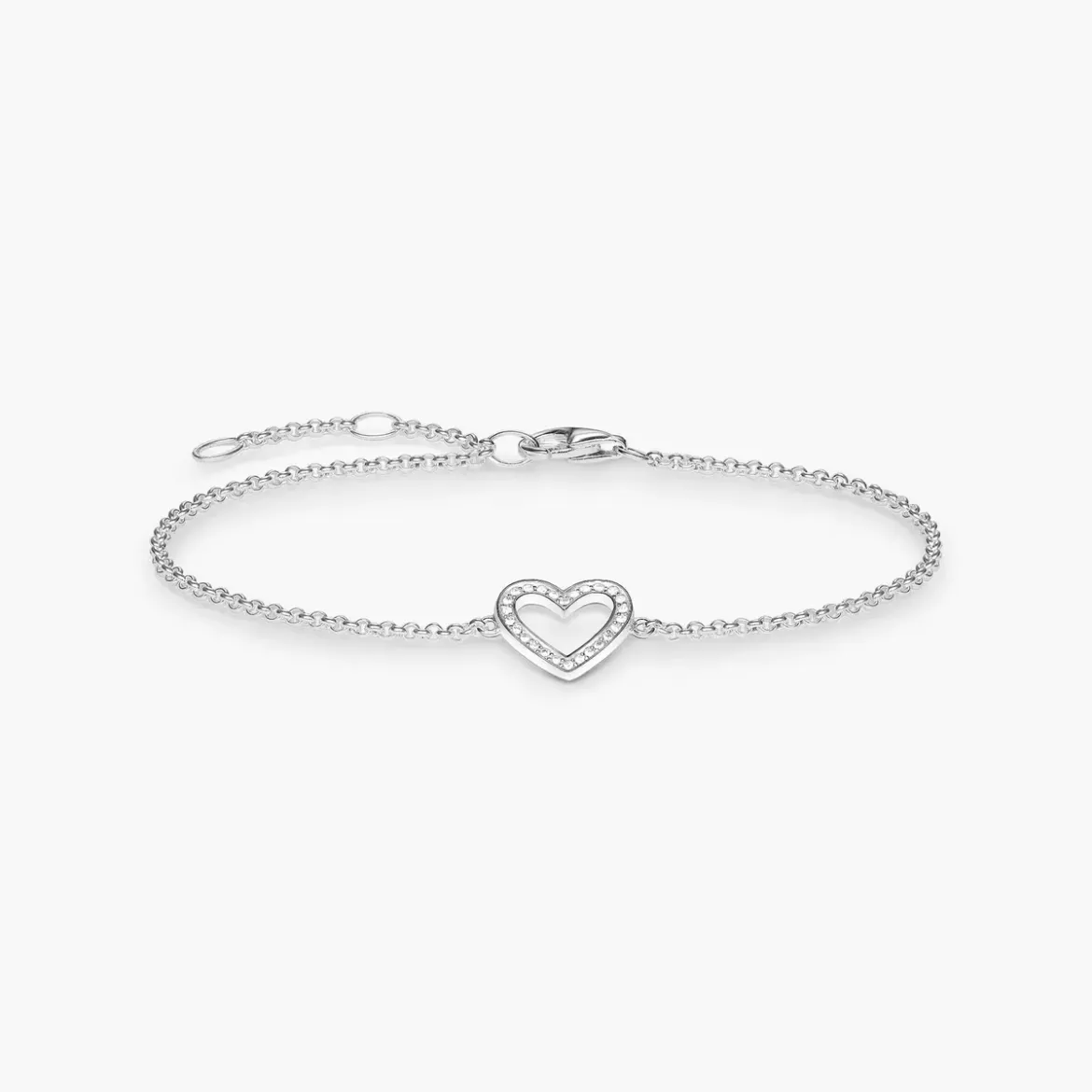 Picture of Open heart with cz silver bracelet