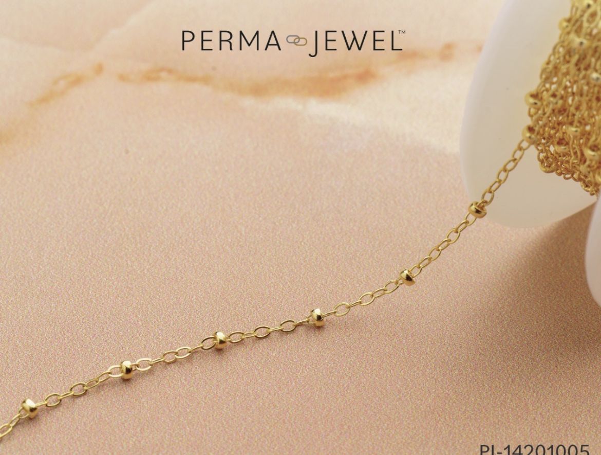 Picture of 1.5mm flat oval cable chain with 2mm beads