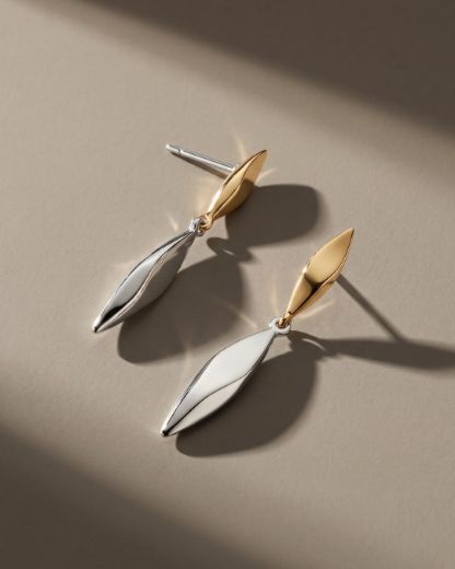 Picture of Glint Golden Two-Tone Drop Earrings
